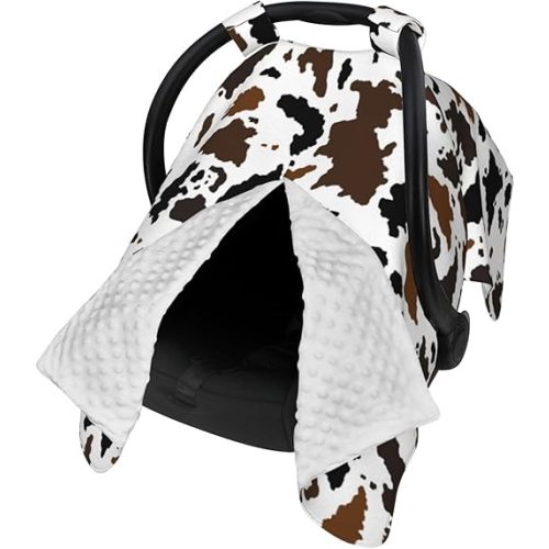 Western Cow Print Baby Car Seat Canopy Cover Multi Use Nursing Cover for Mom Nursing Covers Newborn Cow Print Shower Gift