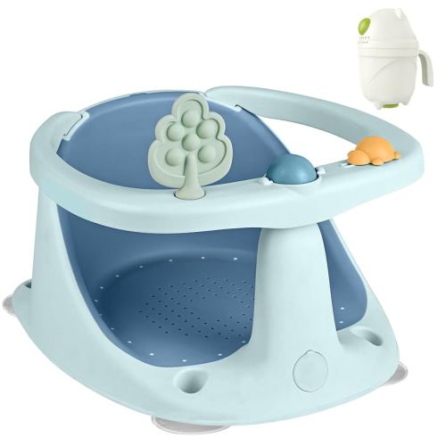 Baby Bath Seat for Babies 6 Months & Up - Bathtub Seats for Babies Sitting Up with Rinse Cup, Non-Slip, Comfortable, Infant Bath Essentials, Blue