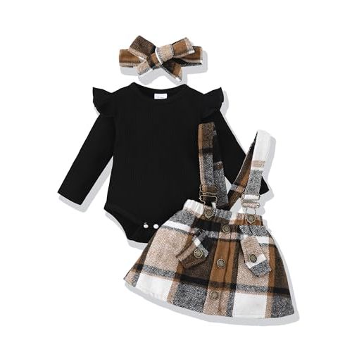 Newborn Infant Baby Girl Dress Clothes Winter Outfits Top Romper Overalls Dresses Suspender Skirt Set for Girls