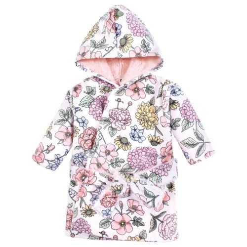 Hudson Baby Girls Mink With Faux Fur Lining Pool And Beach Robe Cover-ups, Vintage Blossom, 12-18 Months