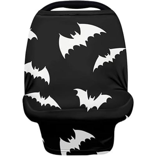 Belidome Halloween Bat Car Seat Covers for Baby Stroller Canopy Stretch Scarf, Black