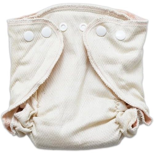 Osocozy Fitted Organic Diaper, 100% GOTS Certified Organic Cotton Birdseye Weave Fabric. Soft and Absorbent. Easy Snap Closures. Sewn in The USA. (Size: Small 7-13 Lbs)