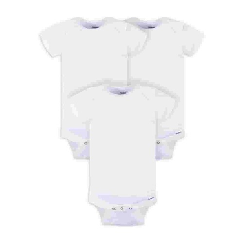 Gerber Baby Boy or Girl Unisex White Short Sleeve Cotton Bodysuit, 3-Pack, Sizes Preemie - 24 Months
