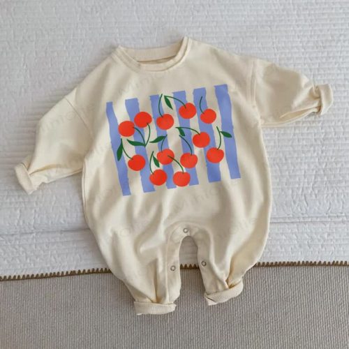 Baby Striped Cherry Beige Romper – MiniOlie