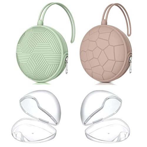 Smlpuame 4 Pack Pacifier Holder Case Set,2 Silicone Portable Pacifier Cover Pouch Bag for Diaper Bags Baby Carriage with 2 Transparent Pacifier Storage Container Box,Easy to Clean(Mint& Blush) - Classic(Blush)+Boho(Mint)