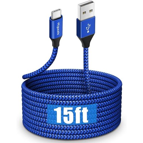 etguuds USB C Cable 15ft, Extra Long USB Type C Cable Fast Charge USB-A 2.0 to USB-C Charger Cable, Premium Nylon Braided Charging Cord - Blue