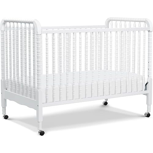 DaVinci Jenny Lind 3-in-1 Convertible Baby Crib - GREENGUARD Gold Certified Portable Crib - Convertible Crib to Toddler Bed and Daybed - 4 Adjustable Heights - Easy to Assemble White Wooden Crib