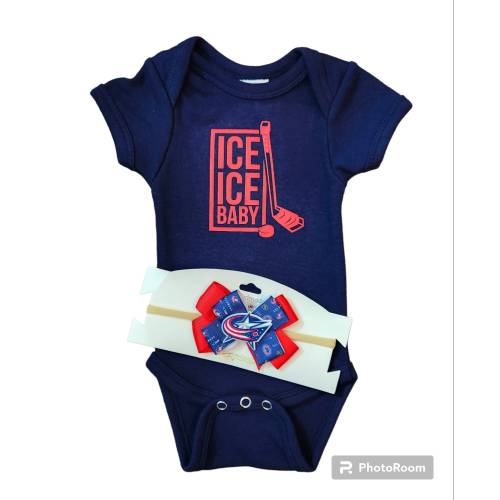 Columbus Hockey/ Ice Ice Baby Outfit/ Matching Headband