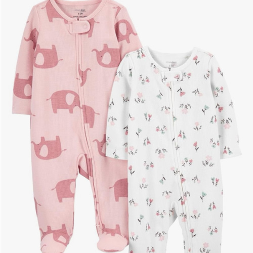 Simple Joys by Carter's Baby Girls' 2-Way Zip Thermal Footed Sleep and Play, Pack of 2