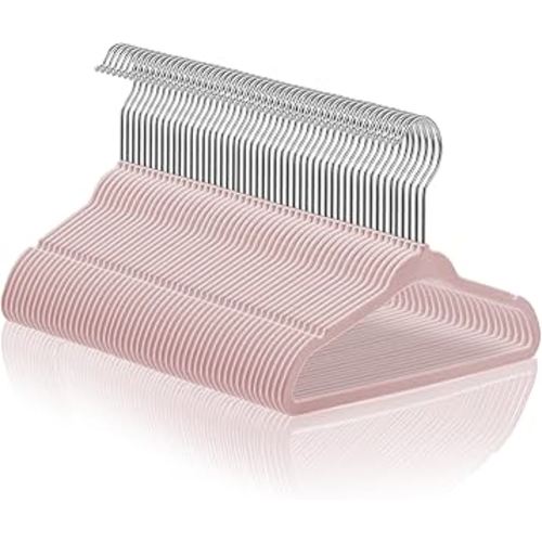 Casafield 50 Velvet Baby Hangers - 11" Size for Infant & Toddler Clothes - Light Pink