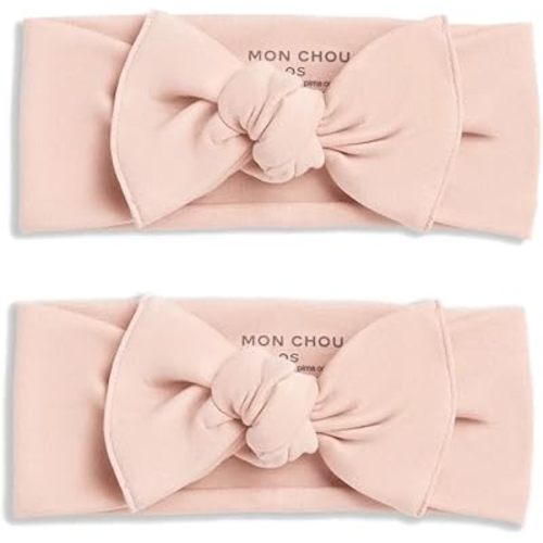 Baby Bow for Girls, 100% Organic Pima Cotton Jersey Headband, Hair Accessory for Newborn Infant Toddler Kid, Adjustable Super-Soft Head Wrap-One Size