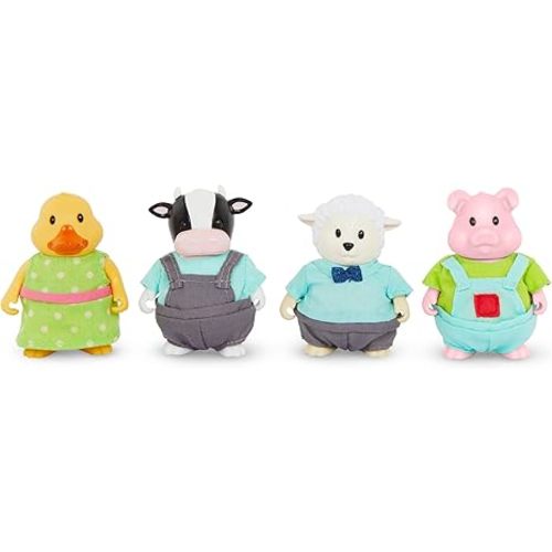 Li'l Woodzeez – Friendz Club Farm Set with Duck, Sheep, Pig & Cow – 4 Collectible Posable Doll Figures for Imaginative Pretend Play – Farm Animal Toys for 3+ Years