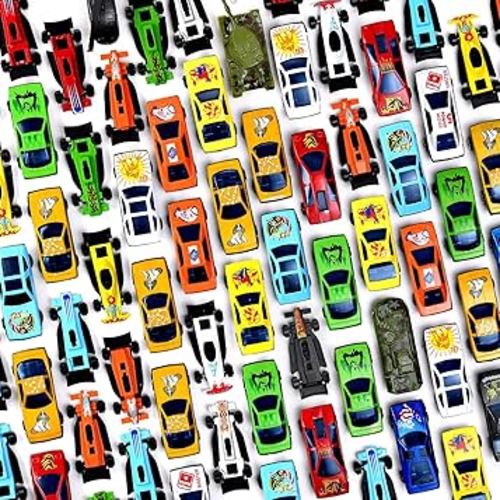 PREXTEX 100 Pc Diecast Cars - Race Cars Toys for Kids - Toy Cars - Car Toys Bulk - Kids Car Toy - Bulk Toy Car - Race Car - Great for Party Favors, Easter Eggs Filler, Cake Toppers, Stocking Stuffers