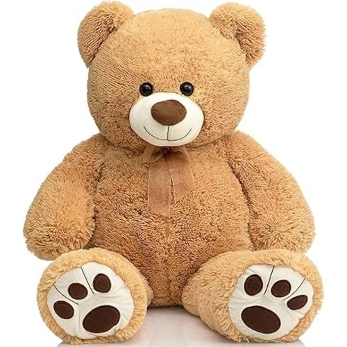 HollyHOME Teddy Bear Stuffed Animal Plush Giant Teddy Bears with Footprints Big Bear 36 inch Tan