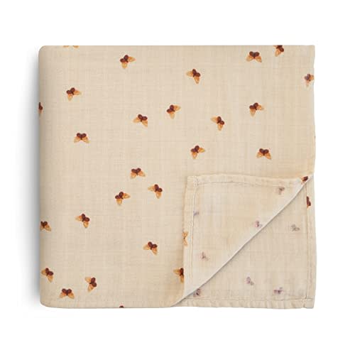 mushie Muslin Baby Swaddle Blanket | 100% Organic Cotton (Butterflies)