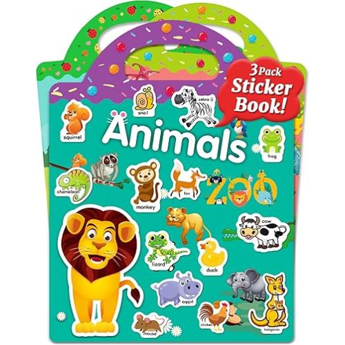 Benresive Reusable Sticker Books for Kids 2-4, Sticker Books for Toddlers 1-3 2-4, Toddler Travel Toys Activities Crafts Gifts - Animals, Dinosaurs and Insect