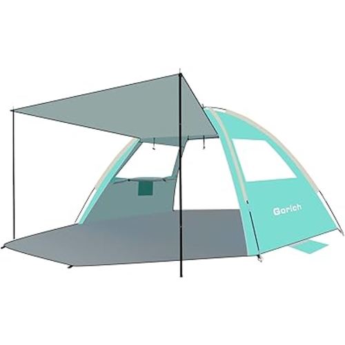 Gorich Beach Tent with Canopy - Easy Setup 3-8 Person Portable Sun Shelter, UPF 50+ UV Protection Sun Shade, Lightweight & Compact Beach Cabana for Family Travel