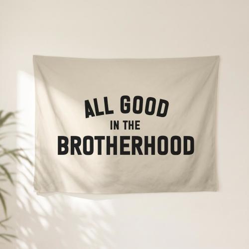 All Good in the Brotherhood Banner | Boys Room Decor, Brotherhood Wall Art, Camp Flag, Sibling Gift, Wall Hanging, Custom Colors