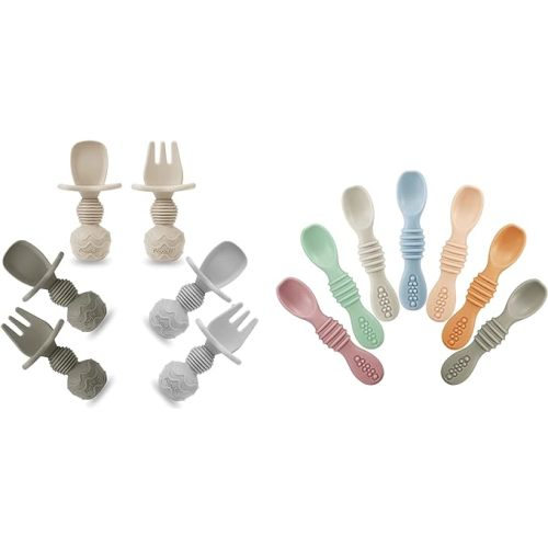 PandaEar Silicone Baby Spoons and Fork Feeding Set