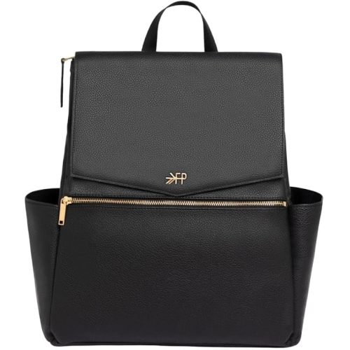 Freshly Picked Classic II Diaper Bag Backpack, Wipeable Vegan Leather With Changing Pad, Convertible (Ebony V2)