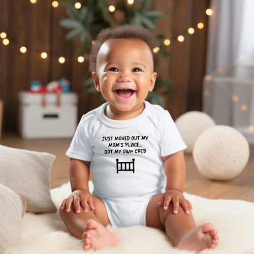 Just Moved Out My Mom's Place, Funny Baby Onesies®, Funny Baby Bodysuits, Baby Shower Gifts, Cute Newborn Gift, Baby Onesies®, Cute Onesies®