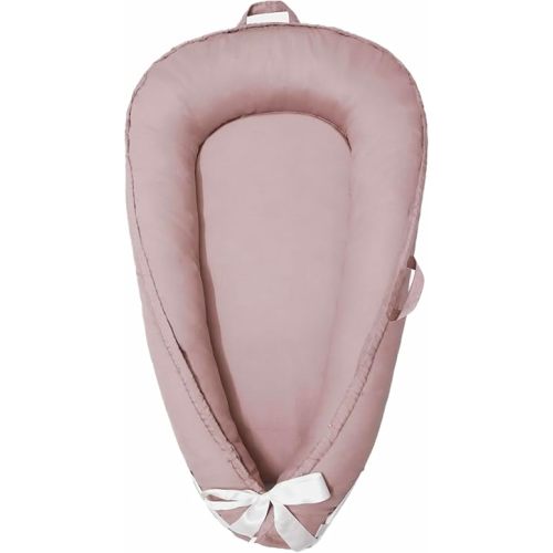 Aila+Aiden Baby Nest, Baby Lounger, Organic Cotton Lounger for Baby, Reversible Breathable Adjustable Portable - Star Collection (Dusty Rose)
