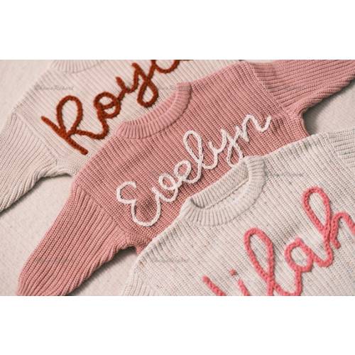Personalized Baby Sweater With Hand-embroidered Name & Monogram A Precious Gift From Aunt for a Baby Girl-christmas Gift - Etsy