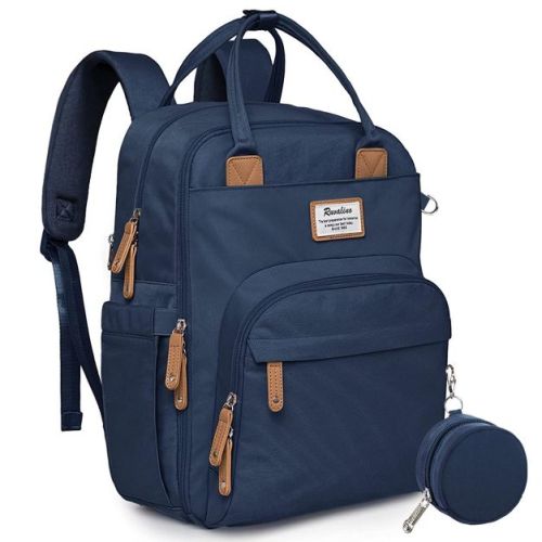 Ruvalino Large Diaper Bag Backpack, Multifunction Baby Changing Travel Bag with Insulated Pockets, Waterproof Backpack for Moms & Dads - Peacock Blue