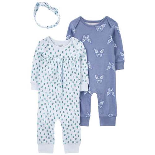 Baby Blue Floral 3-Piece Jumpsuit Set - Carter's | Carter's