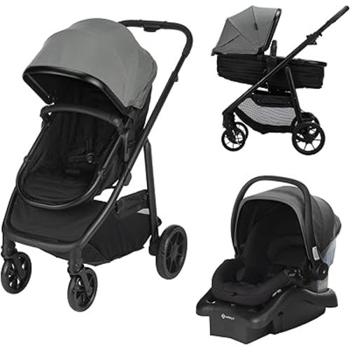 Safety 1st Raya Travel System with Onboard FLX Infant Car Seat, 6 Modes of Use - Black/Grey