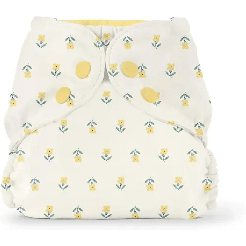 Esembly Cloth Diaper Cover - Reusable Swim Diaper, Waterproof, Breathable - Adjustable Outer Layer Over Absorbent Inner for Blowout Protection - Buds, Size 1 (7-17 lbs)