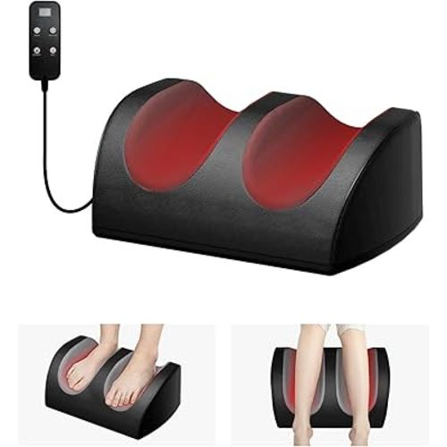 Foot Massager with Heat, with Massage Rollers, 3 Settings, Bi-Directional Rotation, Shiatsu Calf Massager for Calf, Foot and Sole Massage, Gift for Mum, Dad and Friends