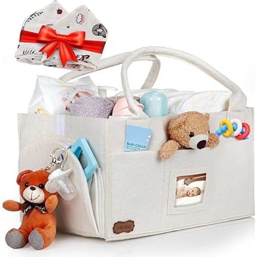 Diaper Caddy Organizer With Handle - Baby Caddy Organizer Easy Way To Keep Your Baby Essentials - Baby Organizers And Storage Keep Your Nursery Tidy And Functional - Travel Diaper Caddy For Car