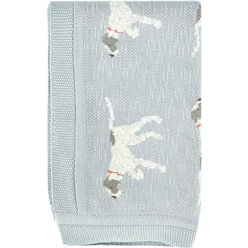 Creative Co-Op DF2527 40" L x 32" W Cotton Knit Baby Dog Blanket, Blue, Small