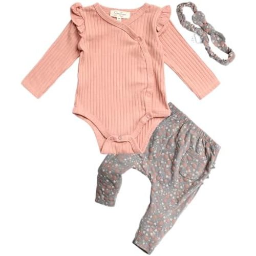 Jessica Simpson Baby Girls' Pants Set – Cute Ruffle Bodysuit and Pants – Trendy Baby Outfit for Newborns and Infants (0-24M)
