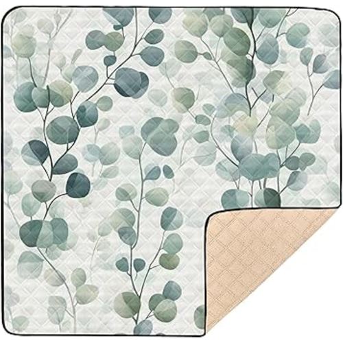 Green Leaves Soft Thick Baby Playmat for Floor Non-Toxic Playroom Activity Mat for Babies Infants Toddlers, 50'' x 50''