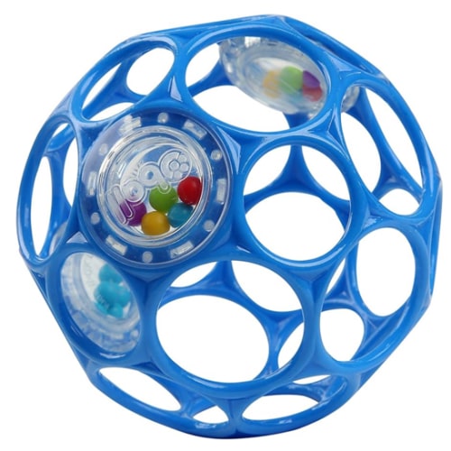 Bright Starts Oball Easy-Grasp Rattle BPA-Free Infant Toy in Blue, Age Newborn and up, 4 Inches