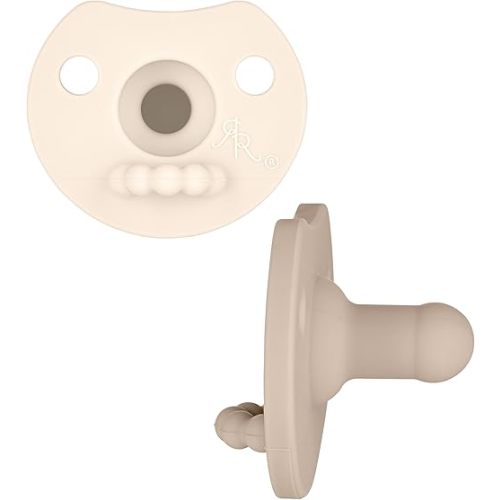 Ryan & Rose Cutie PAT Pacifier Teether (Light, Ivory/Dune (2 Pack))