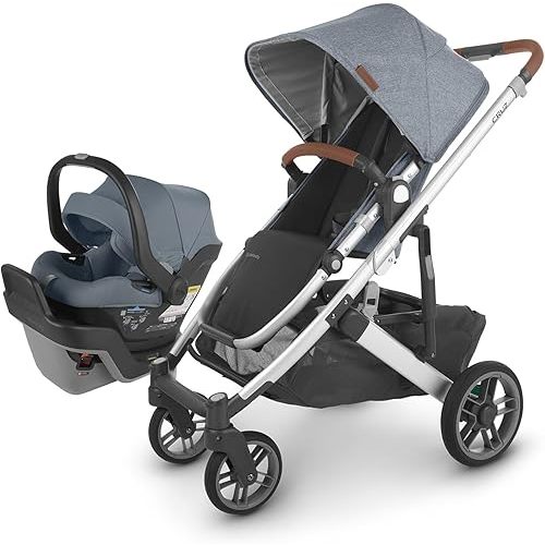 UPPAbaby Travel System, includes Cruz V2 Stroller + Mesa Max Car Seat Combo/Toddler Seat, Rain Shield, Storage Bag, Car Seat, Base + Robust Infant Insert Included/Gregory (Blue Mélange)