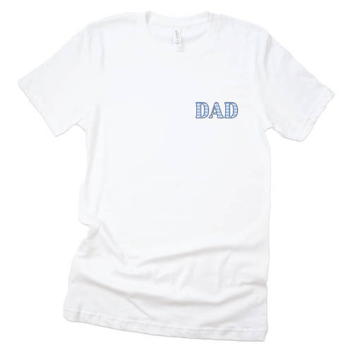 Blue Seersucker Dad Graphic Tee | White