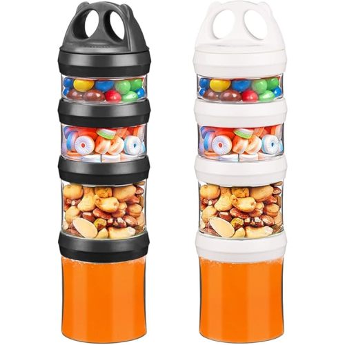 BeneLabel Stackable Food Storage Containers with Twist Lock System - BPA-Free Tritan Containers for Travel, Formula, Protein Powder, Snacks - Leakproof & Dishwasher Safe (Black and White, 31oz per)