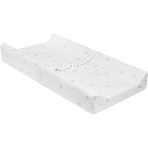 Mini Baby Changing Pad 23 x 13 with Cover, Fits Jayden Convertible Crib & Dresser, Waterproof & Non-Slip, Small Diaper Contoured Foam Changing Table Topper
