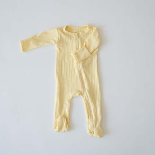 Zipper Footie Onesie in Banana Cream