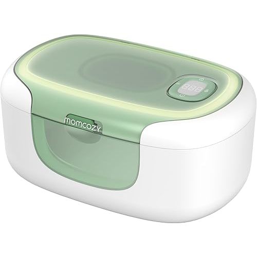 Momcozy 100pcs Larger Capacity Wipe Dispenser, Quick Warmer with Spring Design, 4 Degree Settings, Easy Diaper with Nightlight