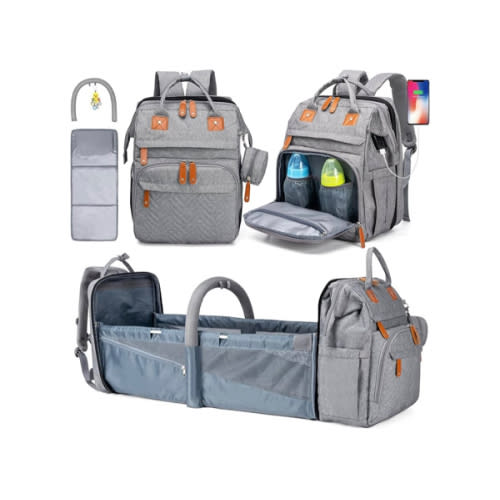 KABAQOO Diaper Bag Backpack with Detachable Changing Station, Large Capacity Baby Diaper Bags for Boys & Girls, Baby Registry Search Stuff & Shower Gifts, Newborn Essentials Must Haves, Grey