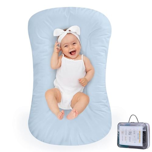 Baby Lounger 100% Cotton,Infant Lounger Baby Nest Co Sleeping Baby Bed,Baby Nest Sleeper Lounger Baby Lounger Pillow for Newborn Baby Lounger 0-24 Months,Blue