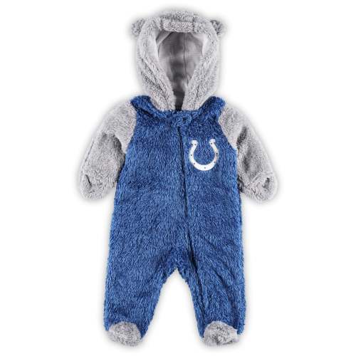 Newborn & Infant Indianapolis Colts Royal/Gray Game Nap Teddy Fleece Bunting Full-Zip Sleeper