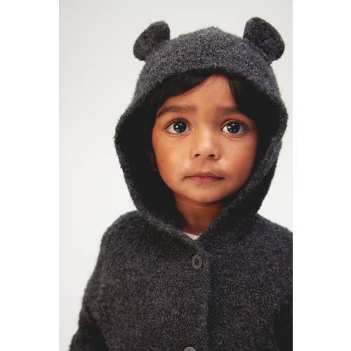 HOODED BOUCLÉ-KNIT CARDIGAN