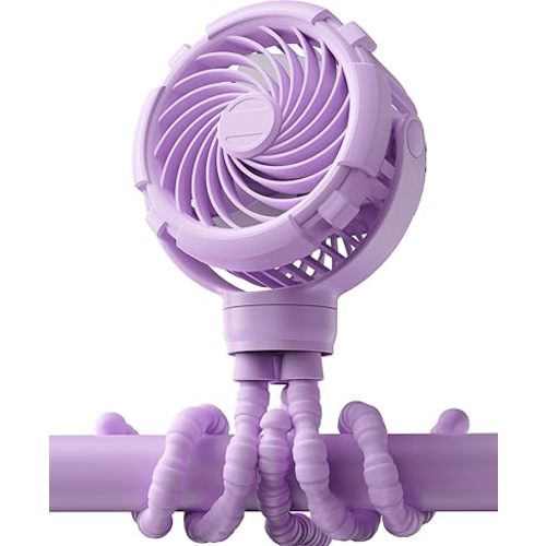 Stroller Fan, Rechargeable with TYPE-C Port, 4000mAh, 360° Rotatable, 3-Speed, Flexible Tripod, Clip Anywhere for Baby's Comfort - Durable and Easy to Clean