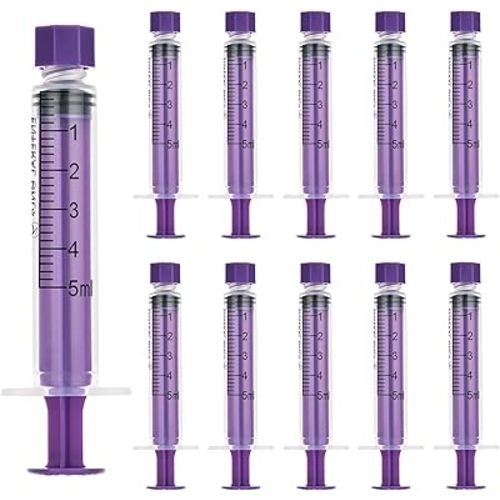 5ml Syringe with Cap, 5cc Plastic Syringes for Liquid, Feeding, Individually Wrapped 20 Pack
